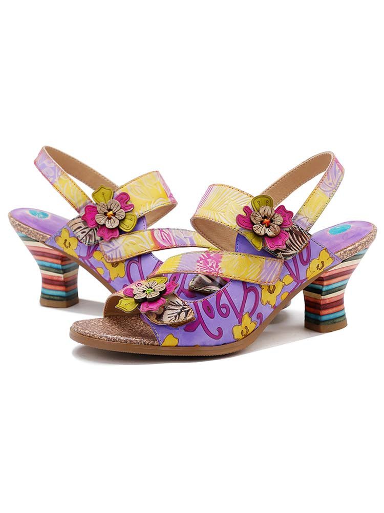 Handmade Leather Colored Stripe Heel Comfy Sandals Pumps by Colorstepshoes – Don't Panic Shoes
