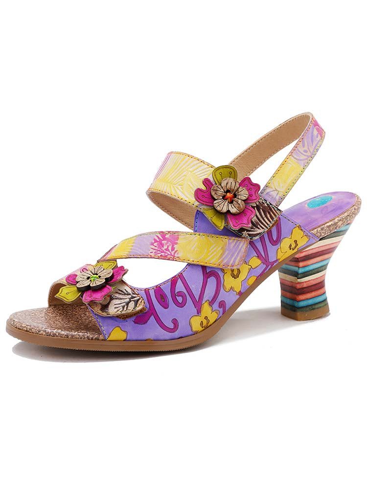 Handmade Leather Colored Stripe Heel Comfy Sandals Pumps by Colorstepshoes – Don't Panic Shoes