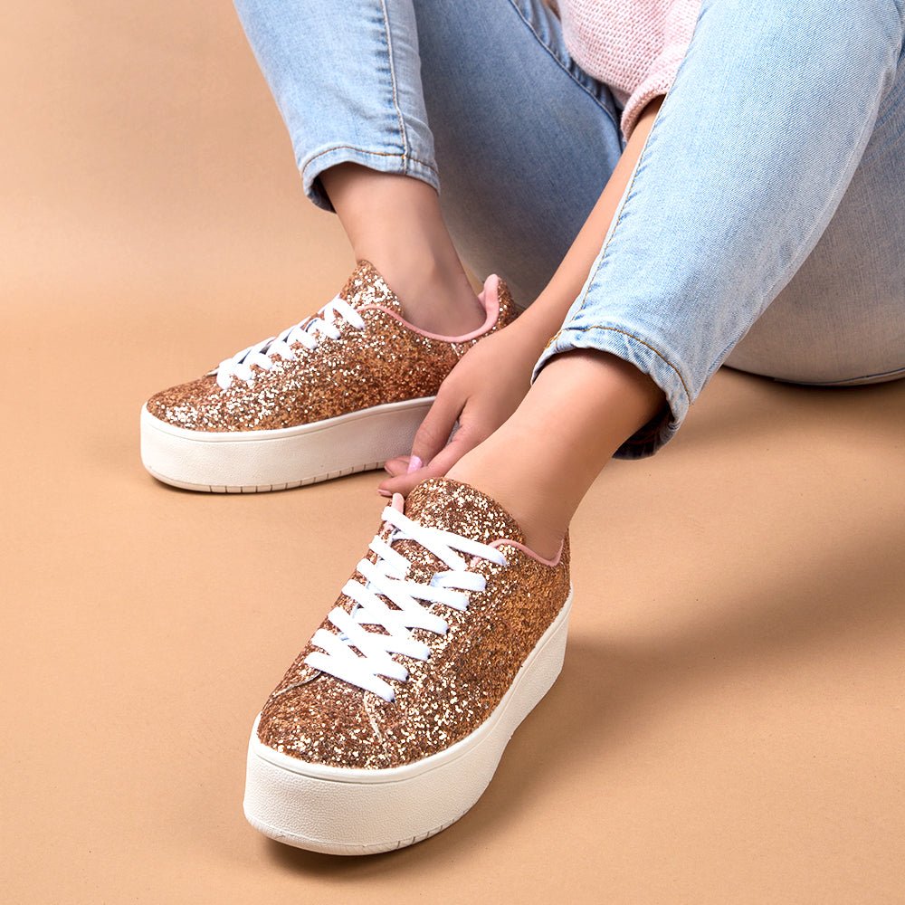 Hero | Rose Gold Glitter Sneakers by J.Adams – Don't Panic Shoes