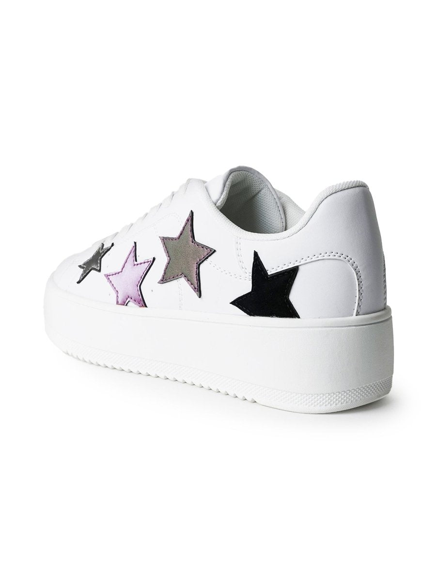 Hero | White Multi Star Sneakers by J.Adams – Don't Panic Shoes