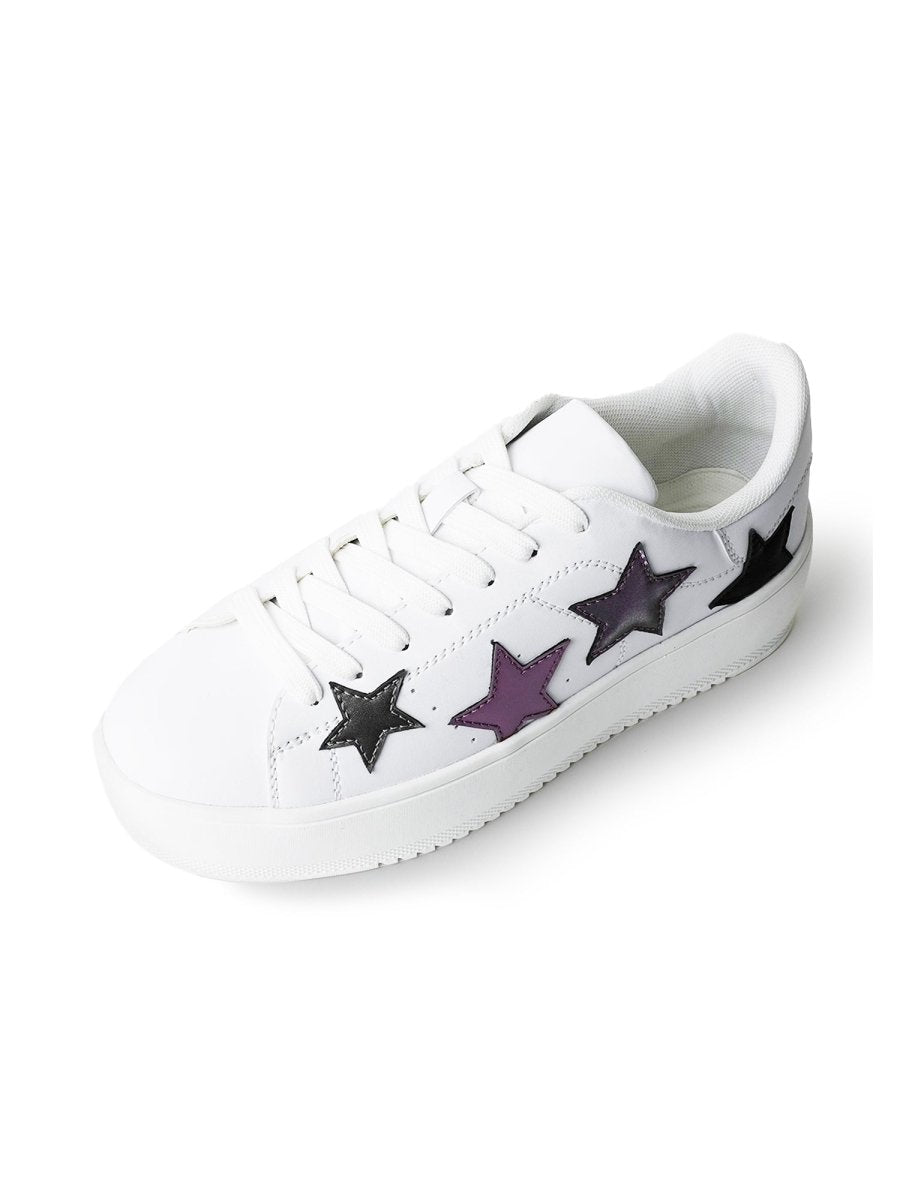 Hero | White Multi Star Sneakers by J.Adams – Don't Panic Shoes