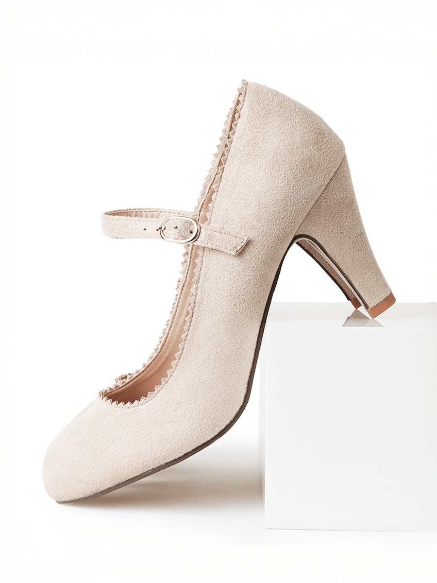 Honey | Beige Suede Heels by J.Adams – Don't Panic Shoes