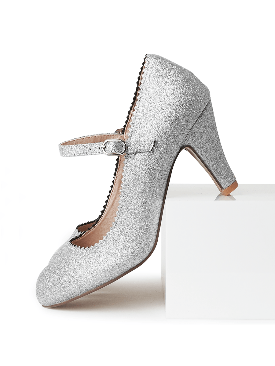 Honey | Silver Glitter Heels by J.Adams – Don't Panic Shoes