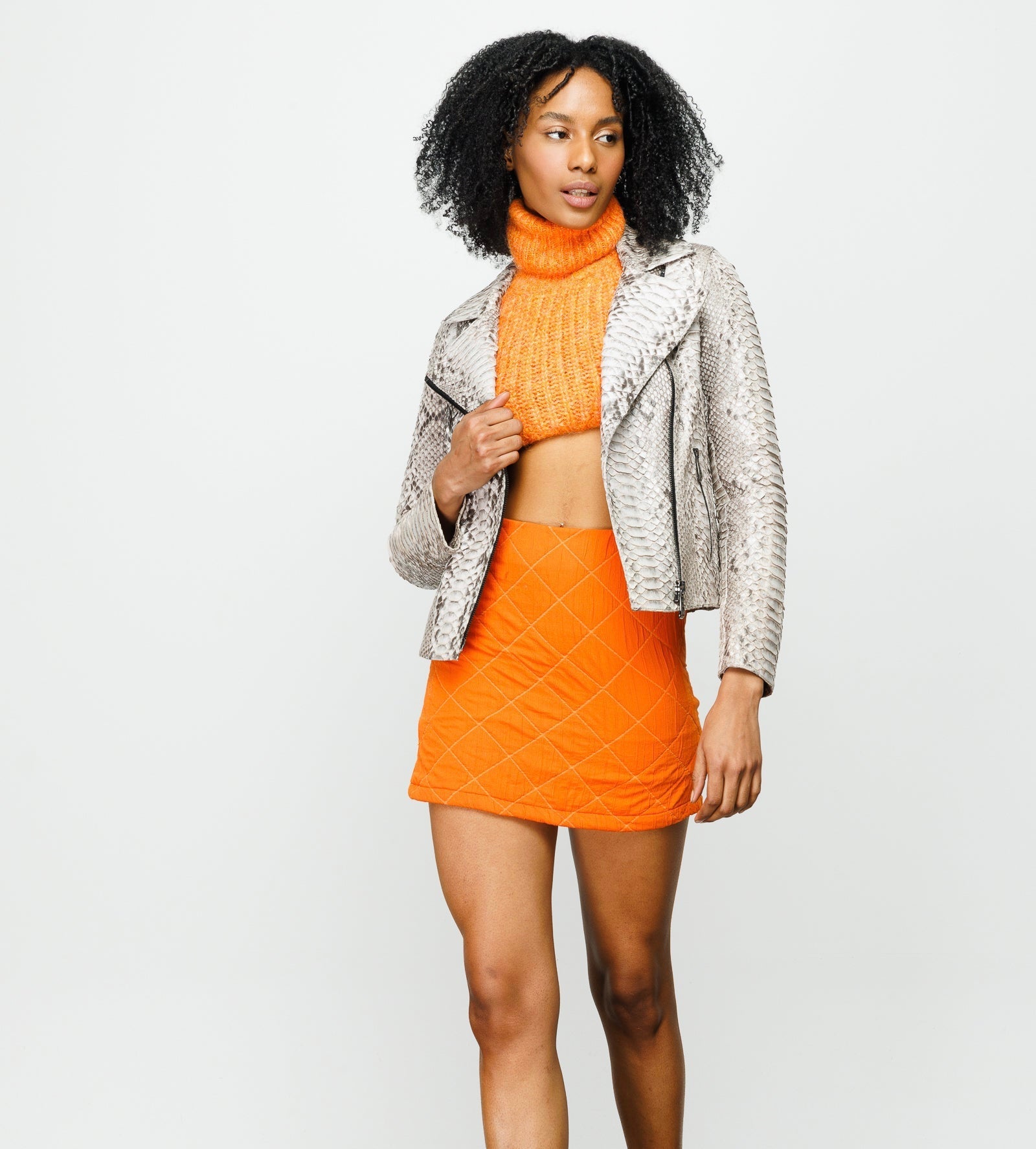 The Queen Pythn Leather Naturel Color Skin Women Jacket