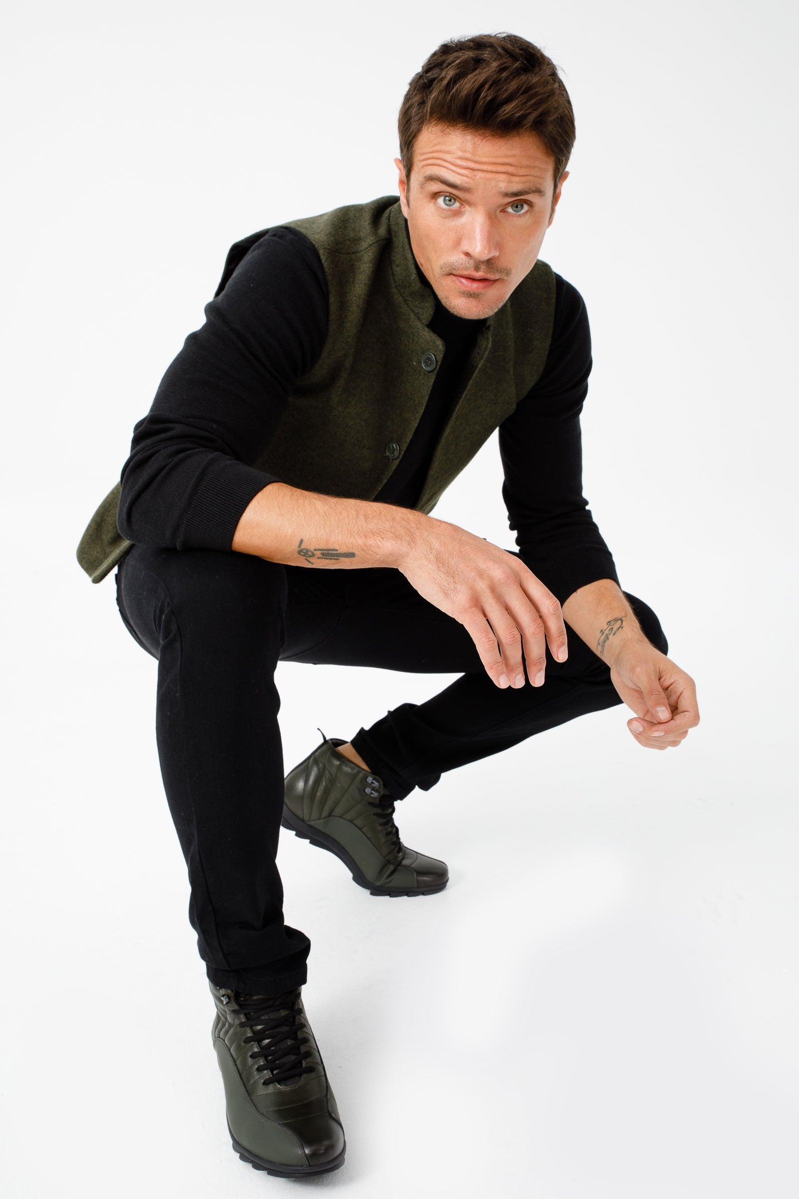 The Merter Green Leather Casual Lace-Up Men Boot Final Sale!