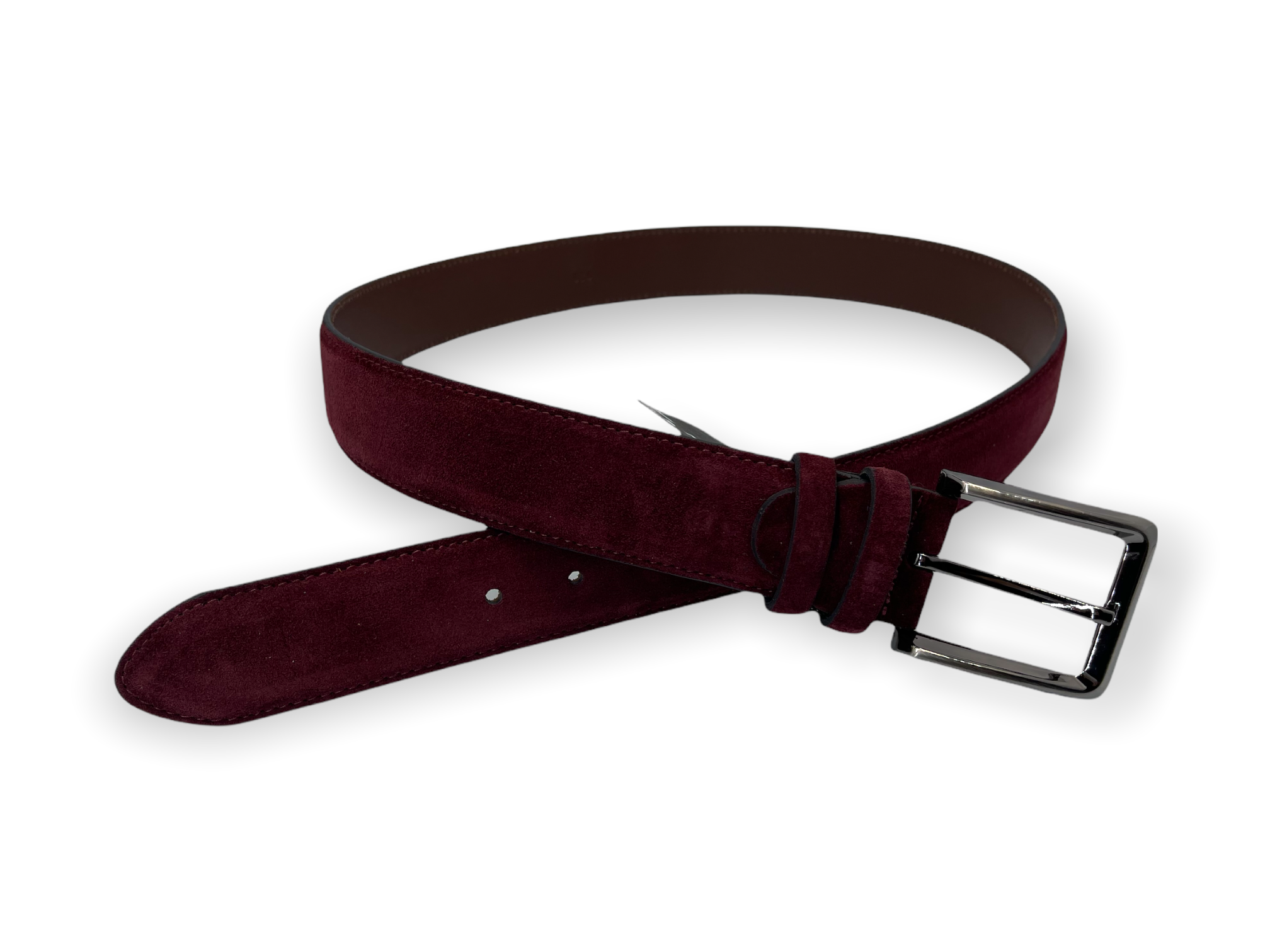 The Bari Burgundy Suede Leather Belt