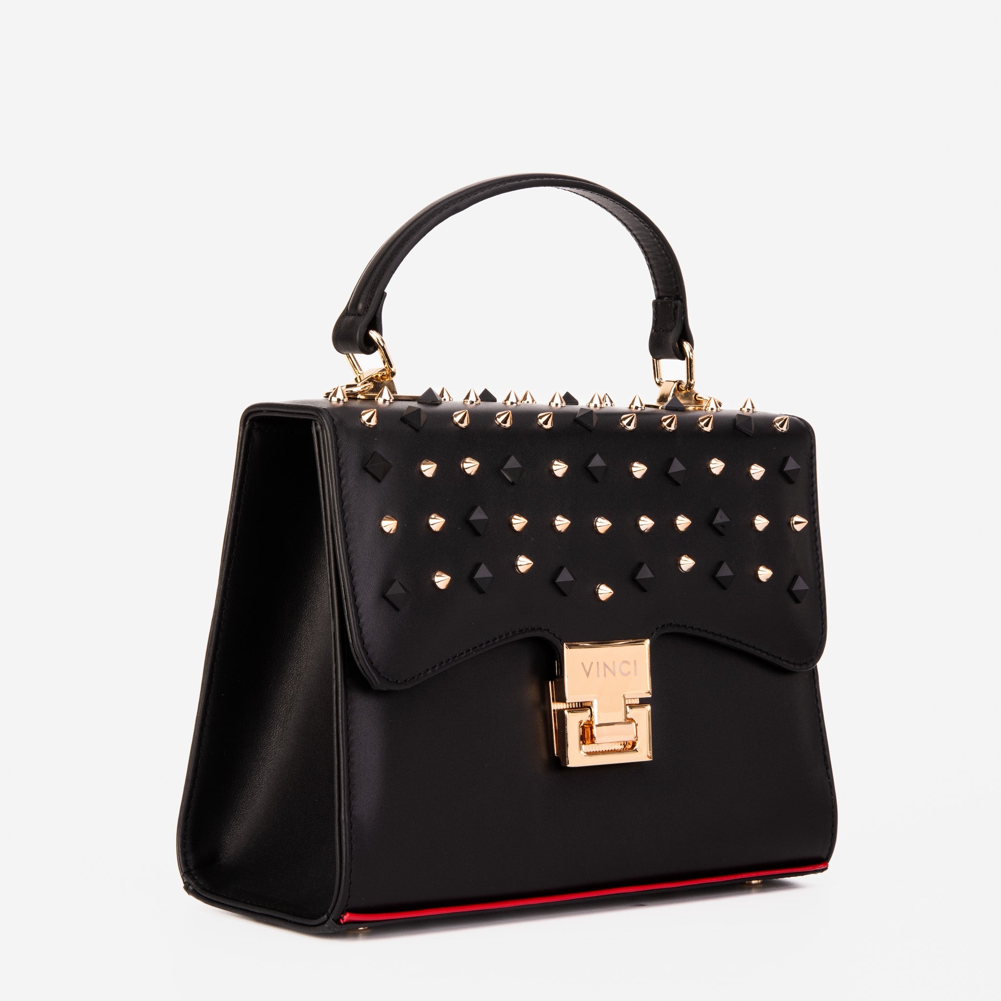 The Infanta Black Spike Leather Handbag