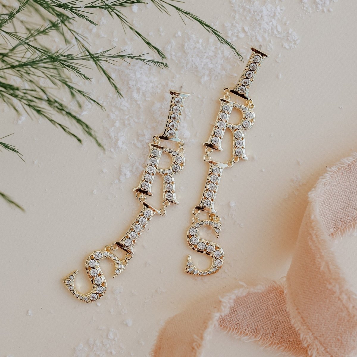 Iris Cz Letters Statement Earrings Earrings by Rahya Jewelry Design – Don't Panic Shoes