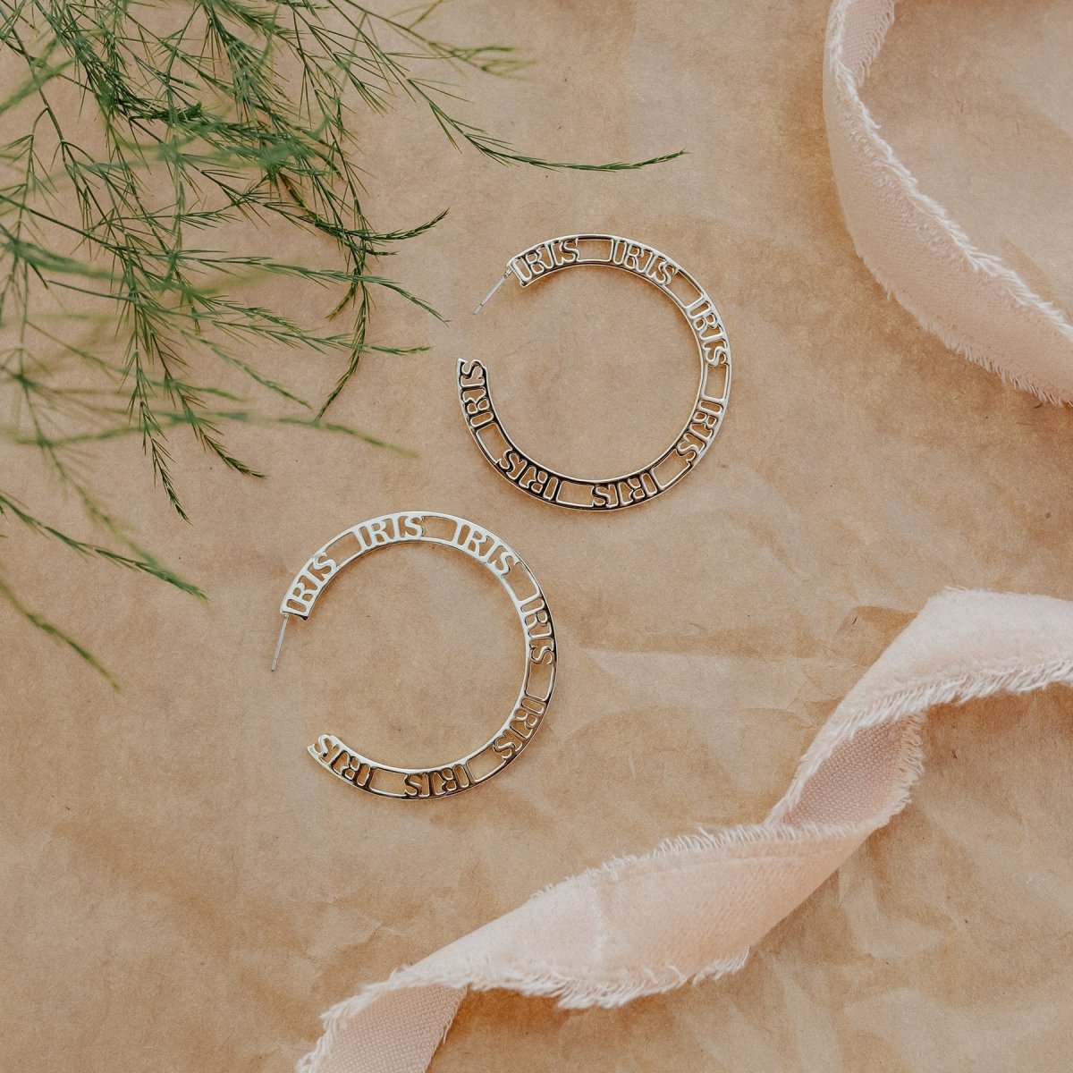 Iris Profile Wide Logo Hoop Earrings Large Earrings by Rahya Jewelry Design – Don't Panic Shoes