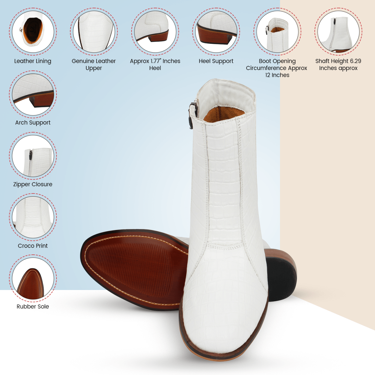 Jazzy Jackman Leather Print Ankle Length Boots Shoes by Libertyzeno – Don't Panic Shoes