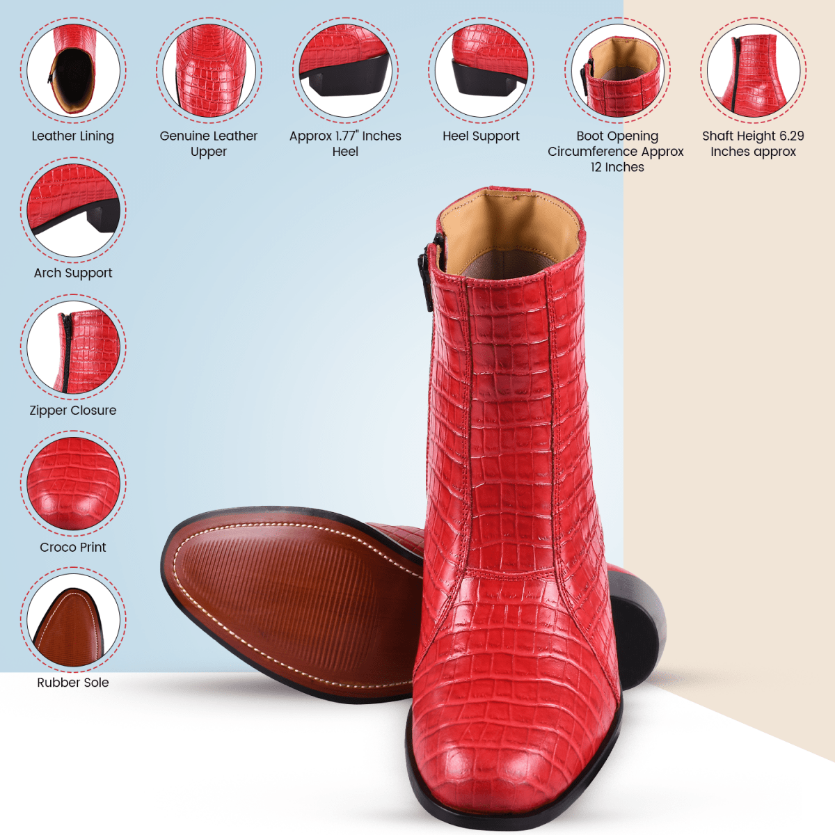 Jazzy Jackman Leather Print Ankle Length Boots Shoes by Libertyzeno – Don't Panic Shoes