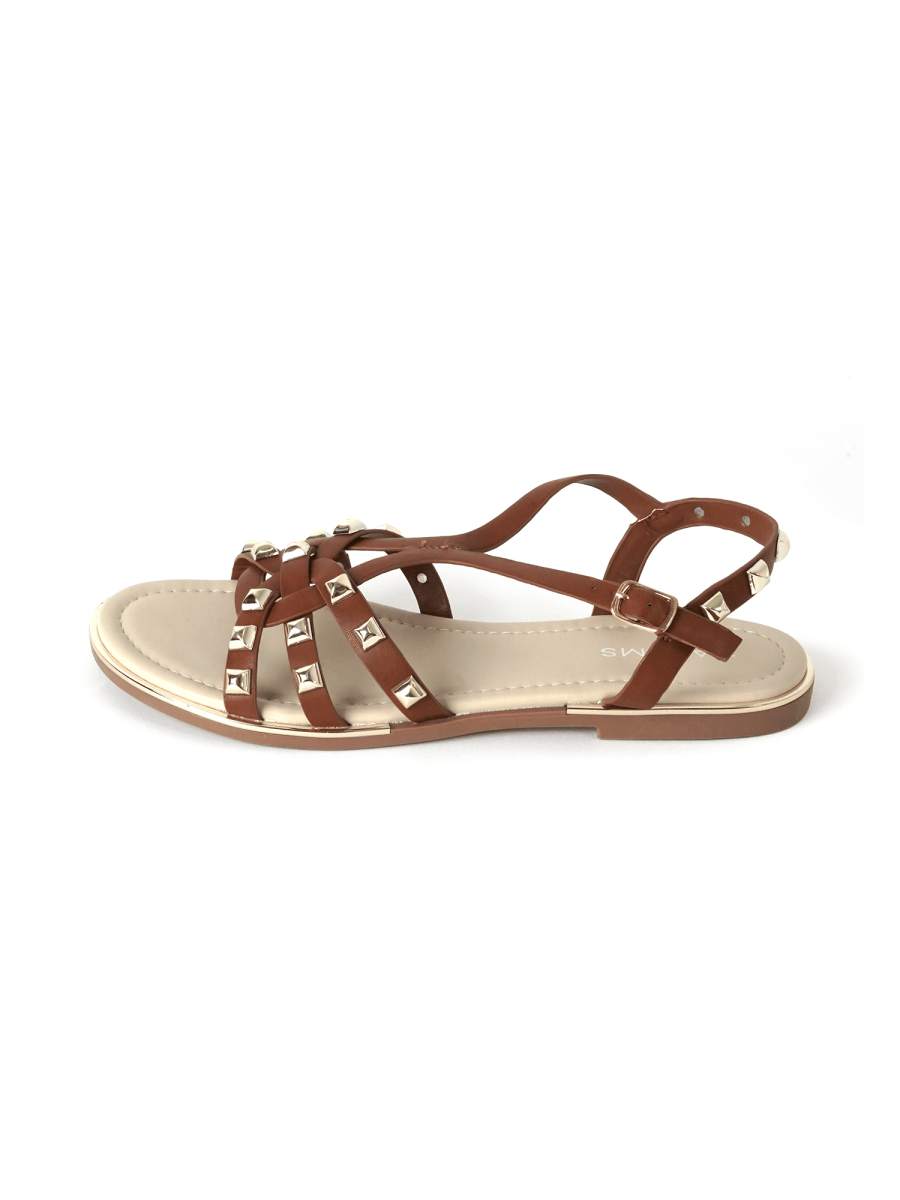Jennifer | Brown/Gold Sandals by J.Adams – Don't Panic Shoes