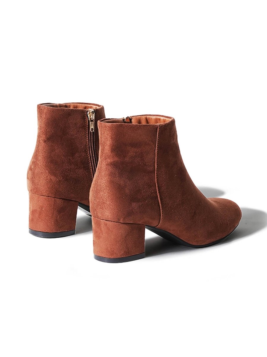 Jody | Chestnut Suede Booties by J.Adams – Don't Panic Shoes