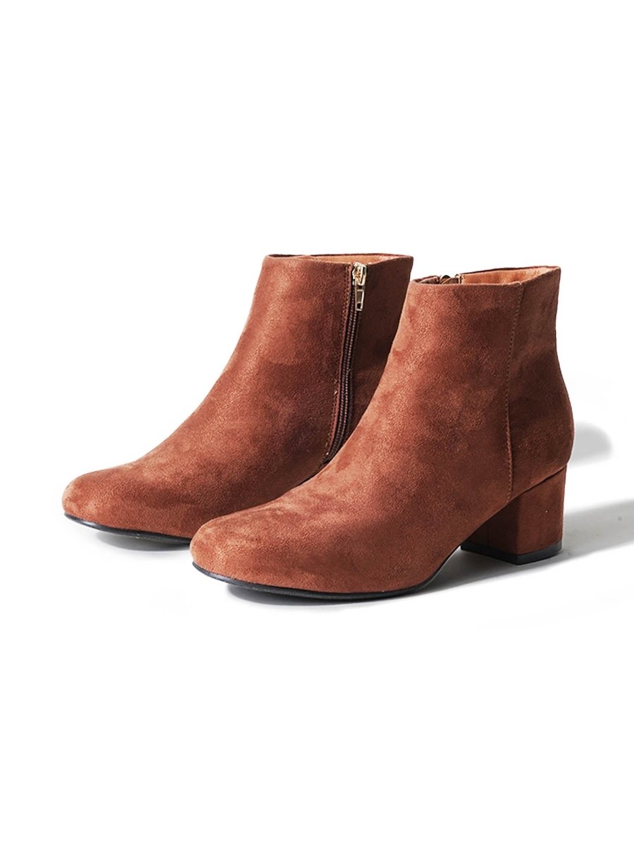 Jody | Chestnut Suede Booties by J.Adams – Don't Panic Shoes