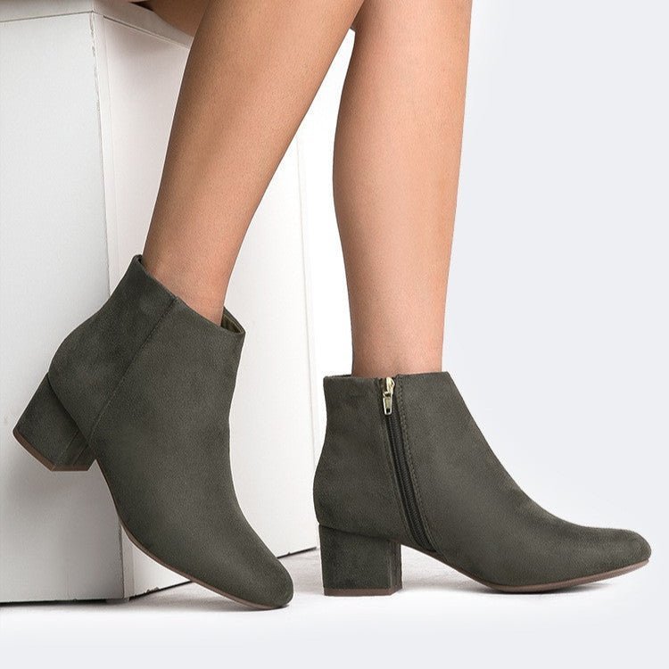 Jody | Olive Suede Booties by J.Adams – Don't Panic Shoes