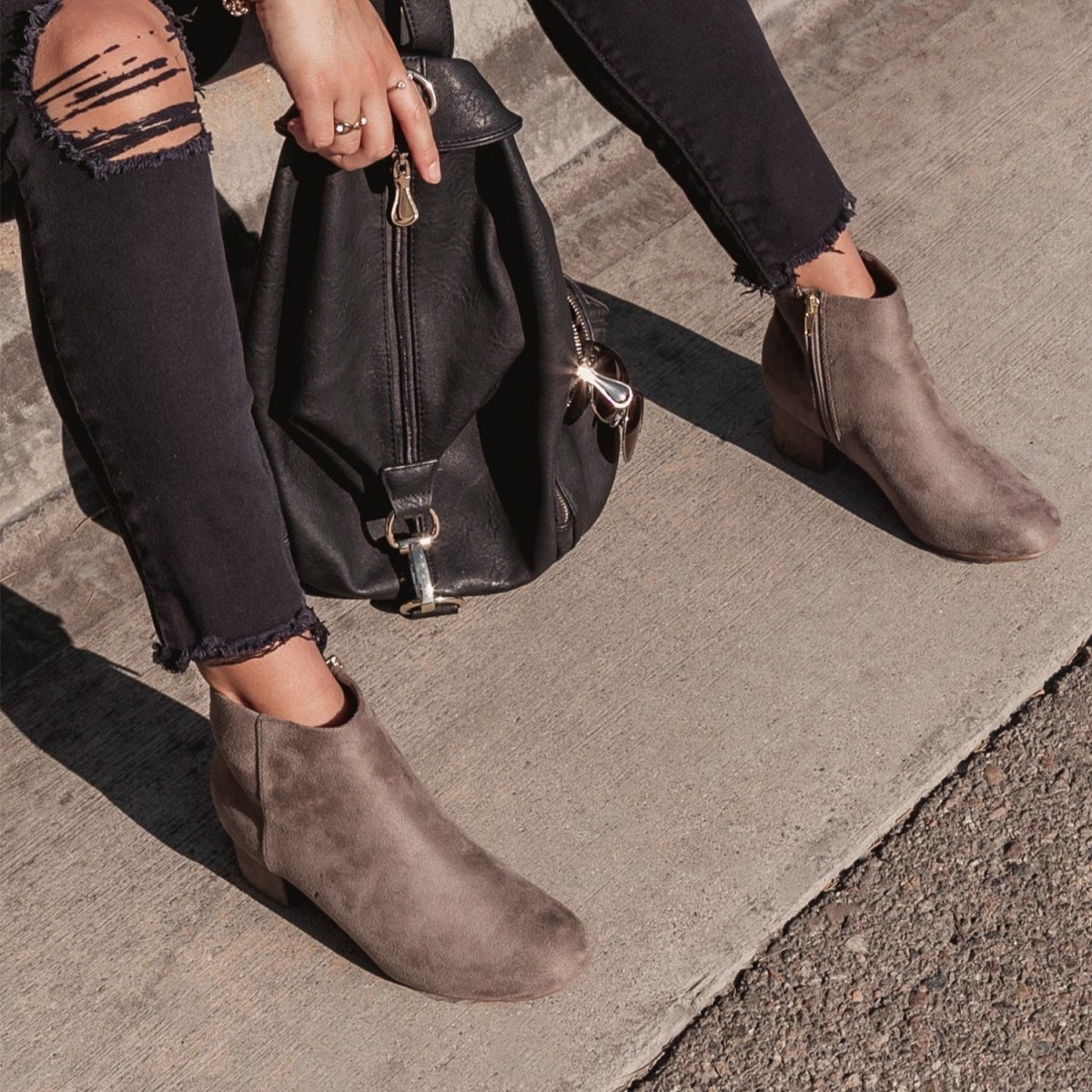 Jody | Taupe Booties by J.Adams – Don't Panic Shoes