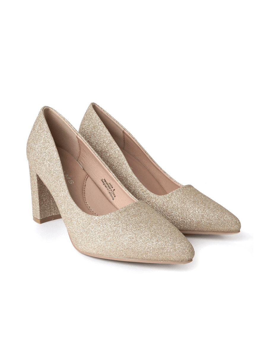 Jolie | Gold Glitter Heels by J.Adams – Don't Panic Shoes