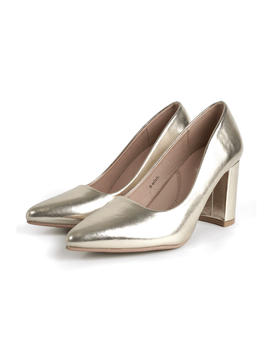 Jolie | White Gold Heels by J.Adams – Don't Panic Shoes