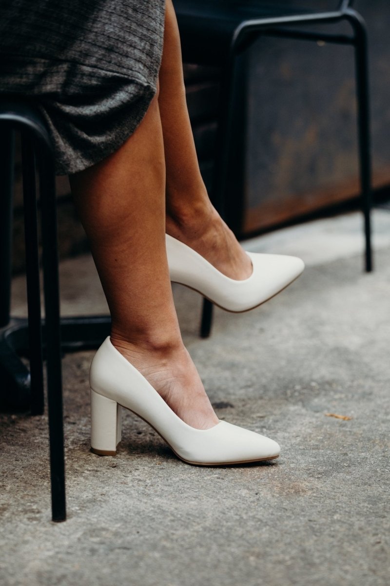 Jolie | White Heels by J.Adams – Don't Panic Shoes