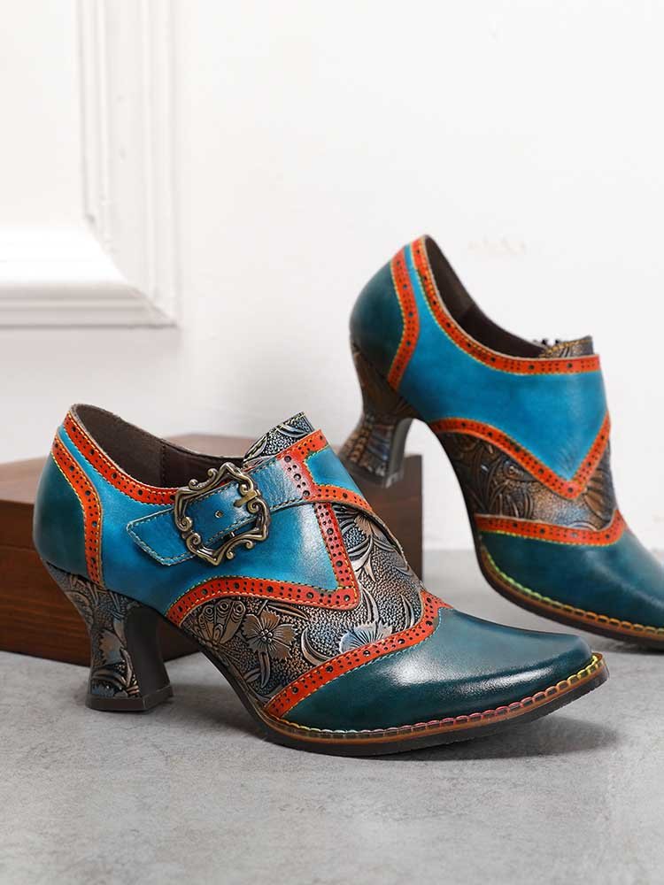 Kaisley Hand Embossed Leather Shoes Pumps by Colorstepshoes – Don't Panic Shoes