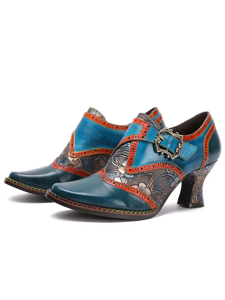 Kaisley Hand Embossed Leather Shoes Pumps by Colorstepshoes – Don't Panic Shoes