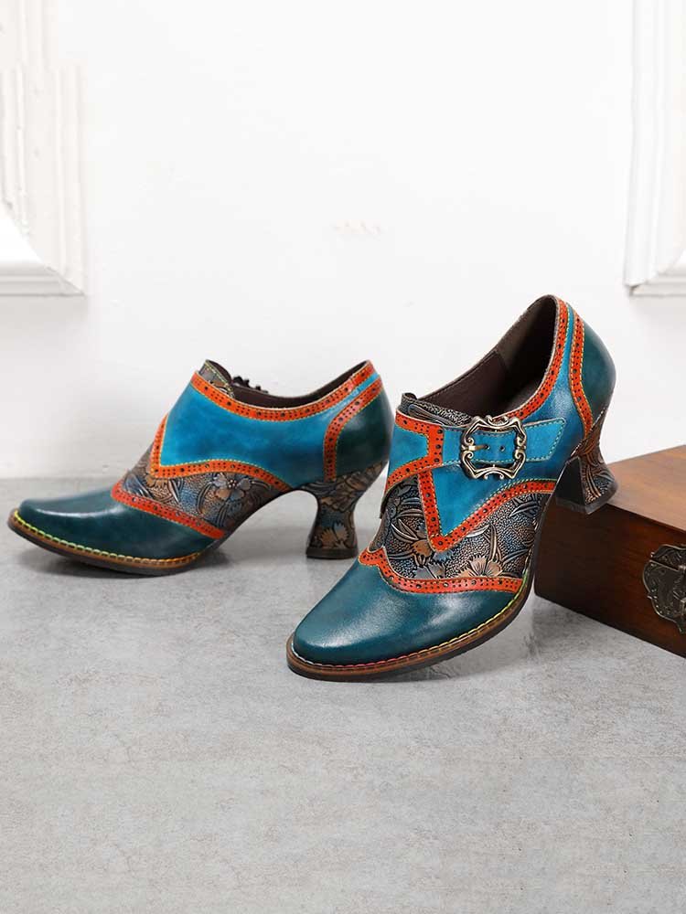 Kaisley Hand Embossed Leather Shoes Pumps by Colorstepshoes – Don't Panic Shoes