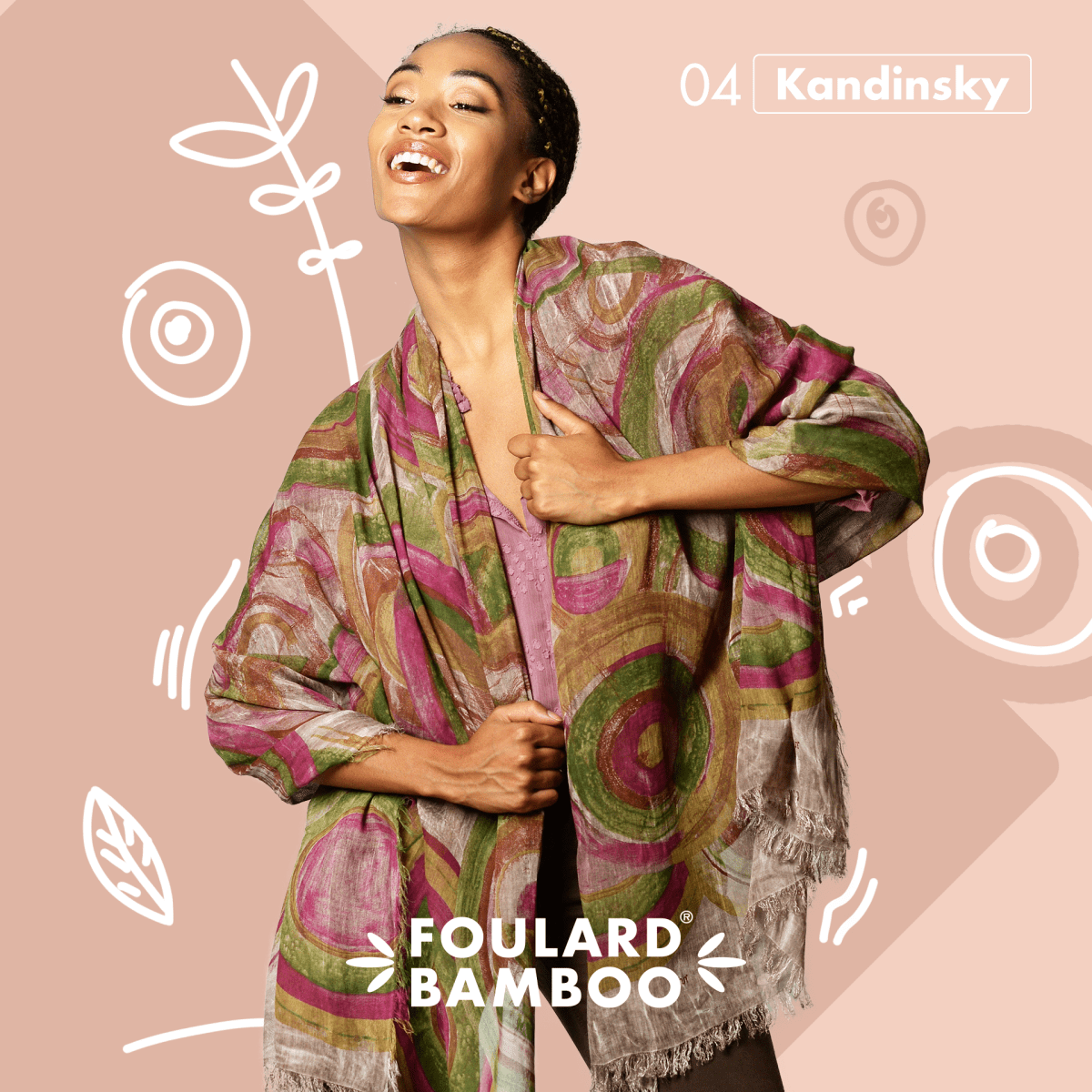 Kandinsky Rose 62 Bamboo Fiber Handcrafted Florence Italy Bamboo Scarves by Mar Soreli – Don't Panic Shoes