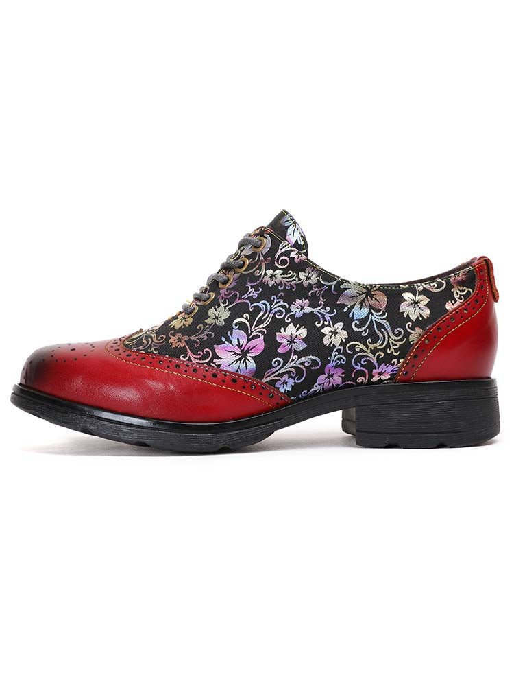 Karter Flower Handmade Brogue Flat Shoes Flat by Colorstepshoes – Don't Panic Shoes