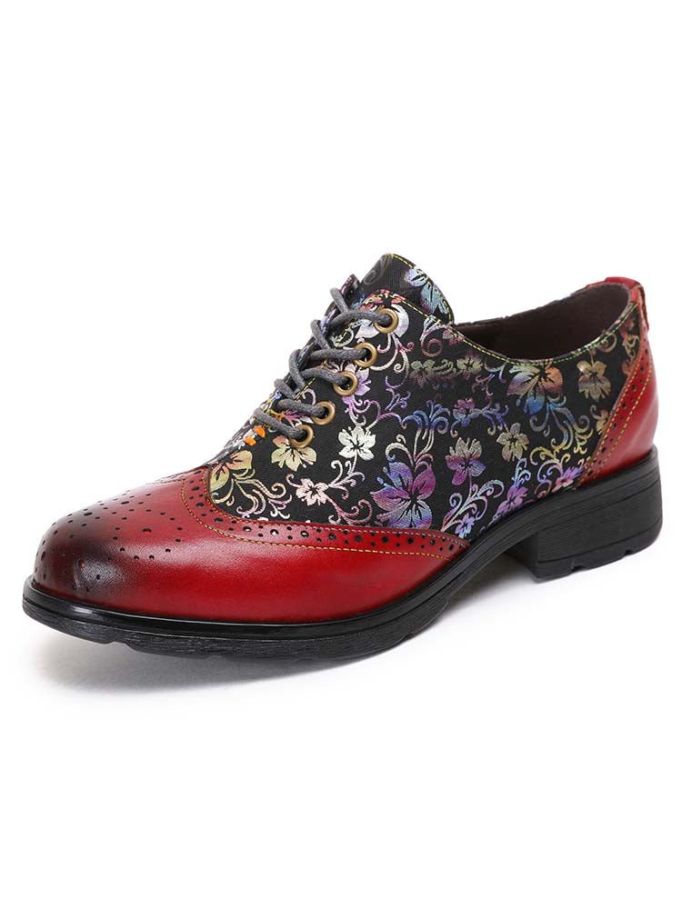 Karter Flower Handmade Brogue Flat Shoes Flat by Colorstepshoes – Don't Panic Shoes
