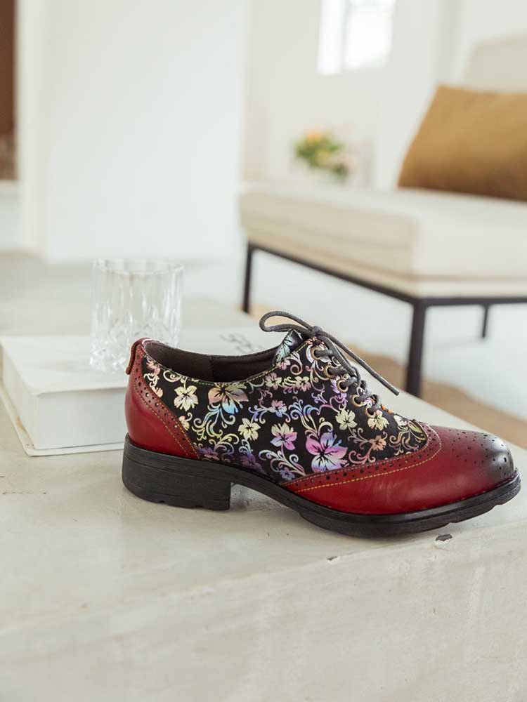 Karter Flower Handmade Brogue Flat Shoes Flat by Colorstepshoes – Don't Panic Shoes