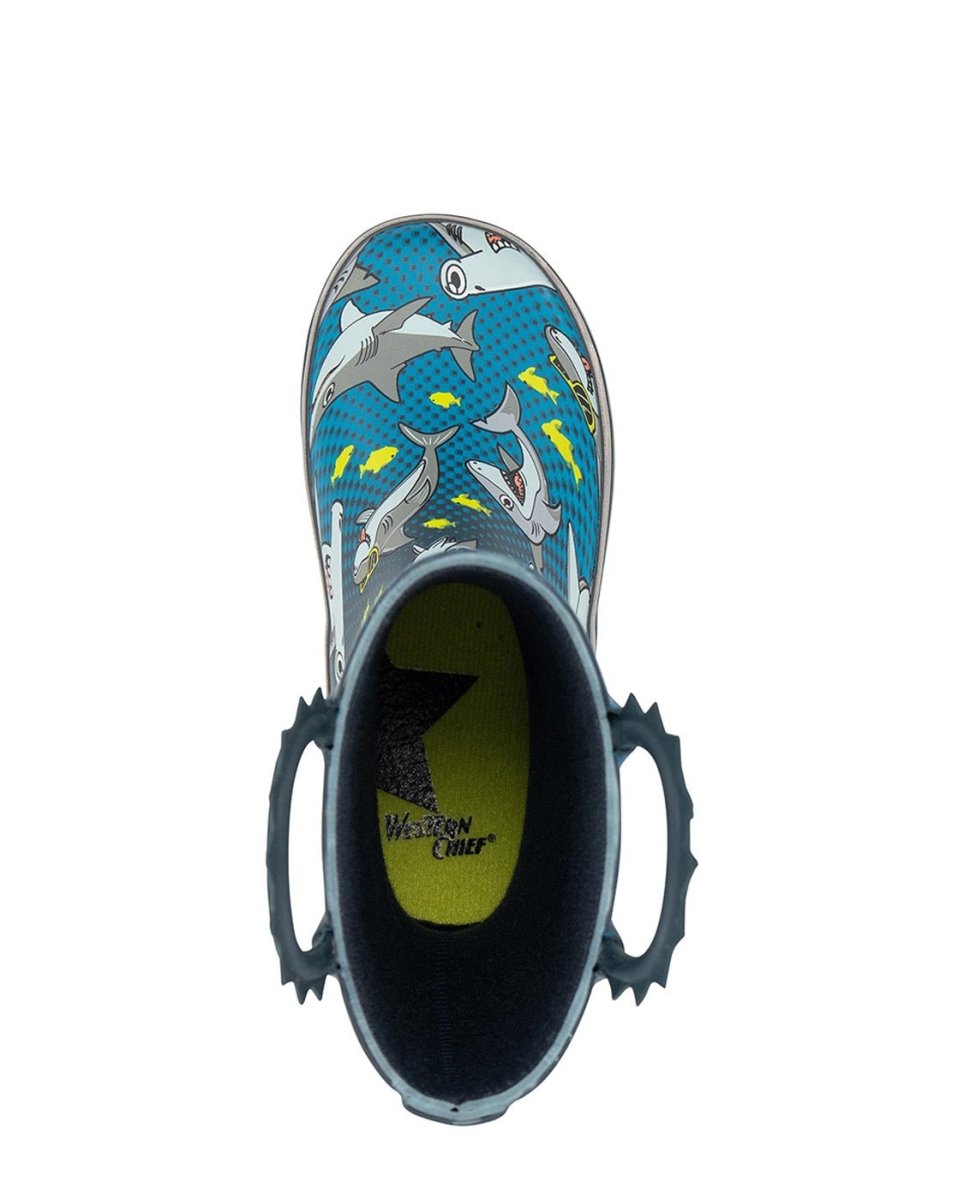 Kids Chiller Sharks Rain Boot - Navy Rain Boots by Western Chief Kids' Sale – Don't Panic Shoes