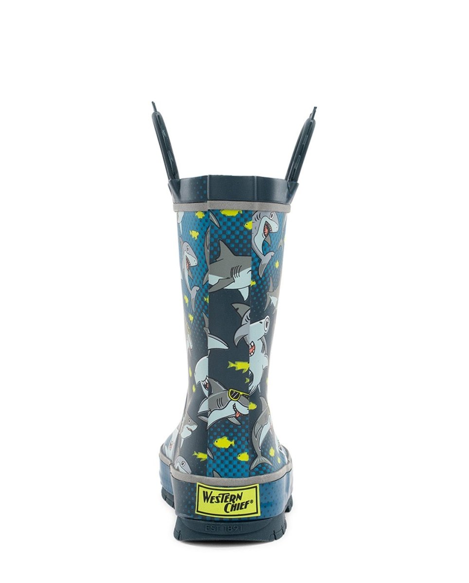 Kids Chiller Sharks Rain Boot - Navy Rain Boots by Western Chief Kids' Sale – Don't Panic Shoes