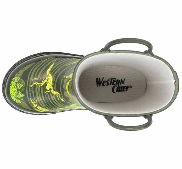 Kids Dino Quest Rain Boot - Olive Rain Boots by Western Chief Kids' – Don't Panic Shoes