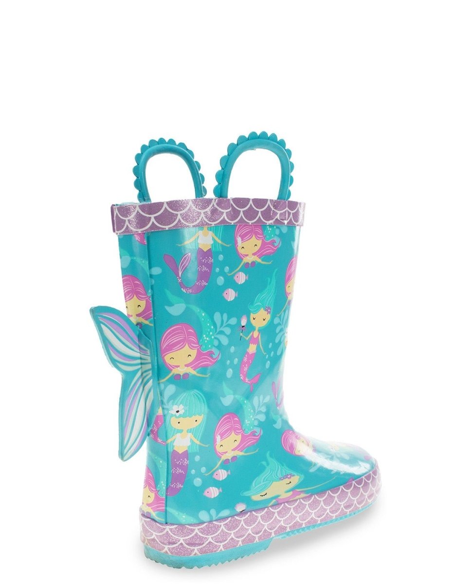 Kids Mermaid Tales Faux Fur Rain Boot - Aqua Rain Boots by Western Chief Kids' – Don't Panic Shoes