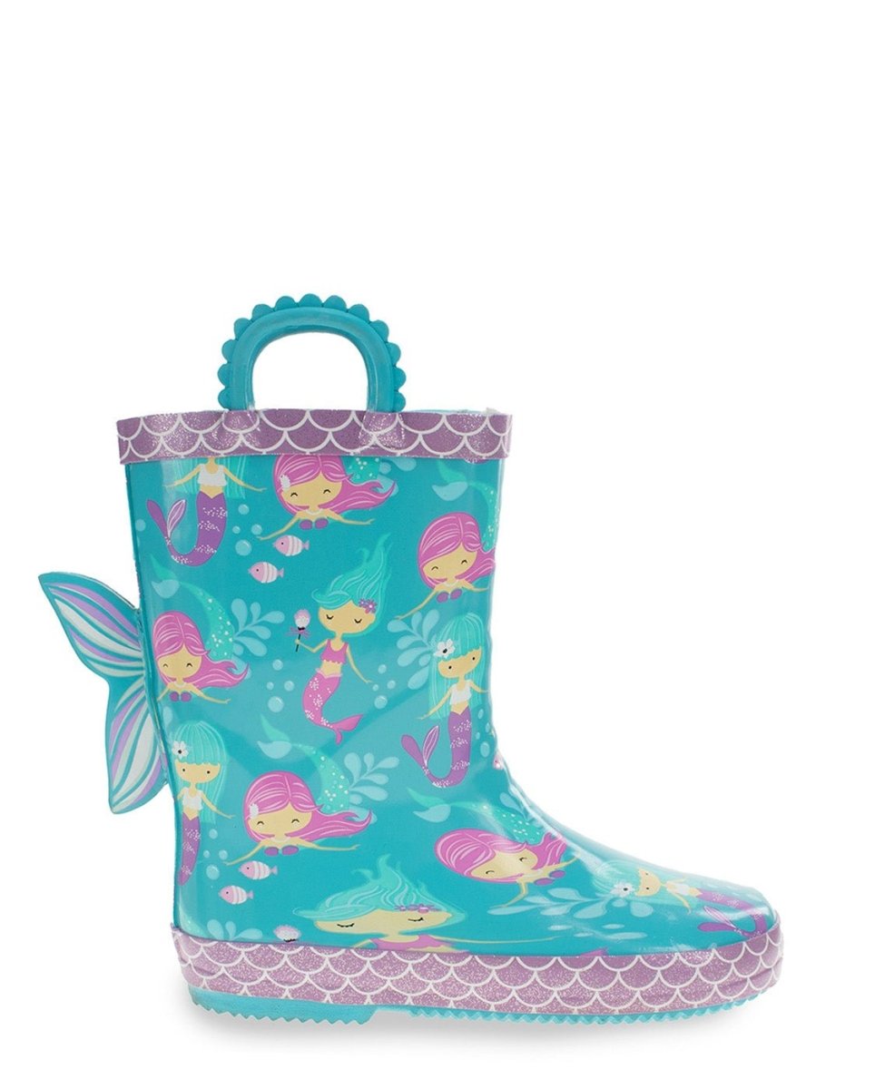 Kids Mermaid Tales Faux Fur Rain Boot - Aqua Rain Boots by Western Chief Kids' – Don't Panic Shoes