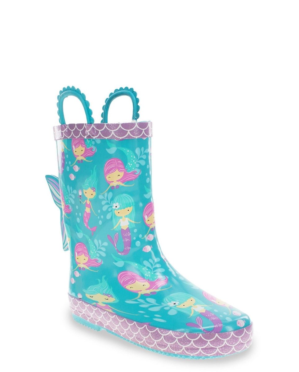 Kids Mermaid Tales Faux Fur Rain Boot - Aqua Rain Boots by Western Chief Kids' – Don't Panic Shoes