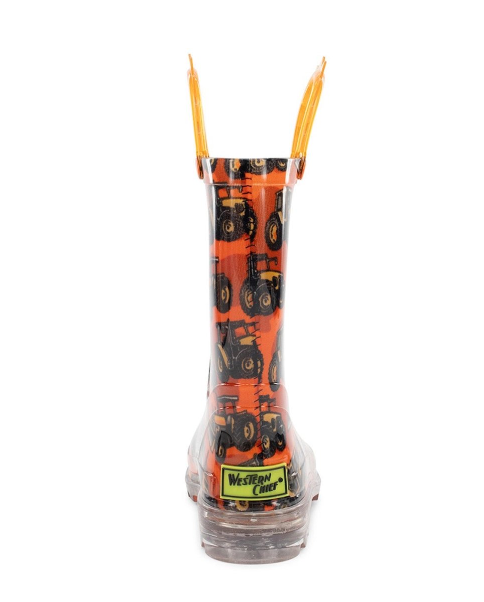 Kids Tractors Lighted Rain Boot - Orange Rain Boots by Western Chief Kids' Sale – Don't Panic Shoes
