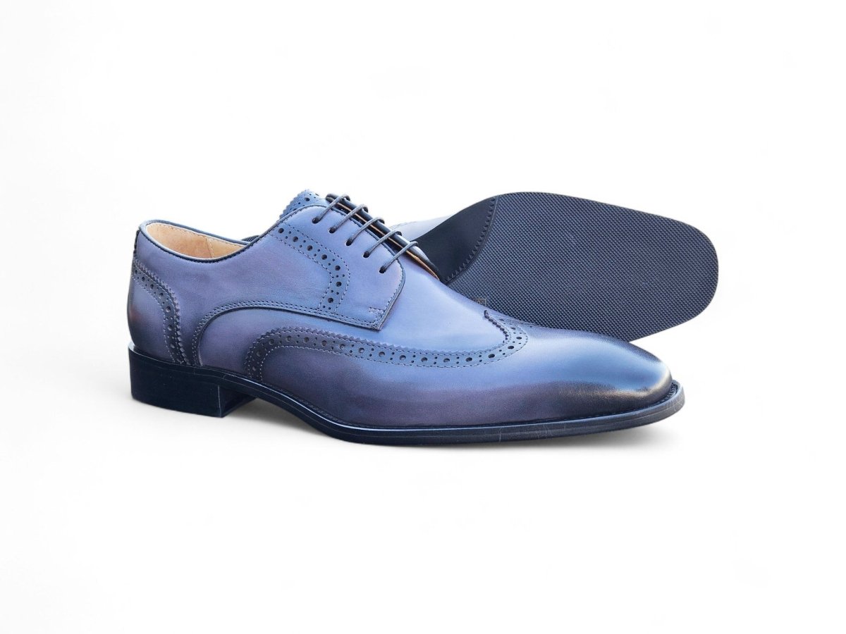KS Blucher Style Wingtip Oxford Men’s Calfskin Leather Ks509 - 43 Shoes by Carrucci Shoes – Don't Panic Shoes