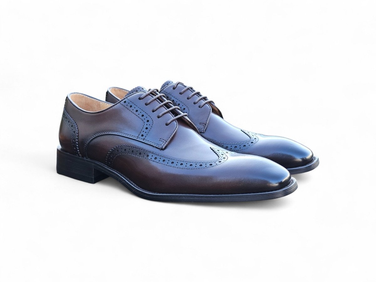 KS Blucher Style Wingtip Oxford Men’s Calfskin Leather Ks509 - 43 Shoes by Carrucci Shoes – Don't Panic Shoes