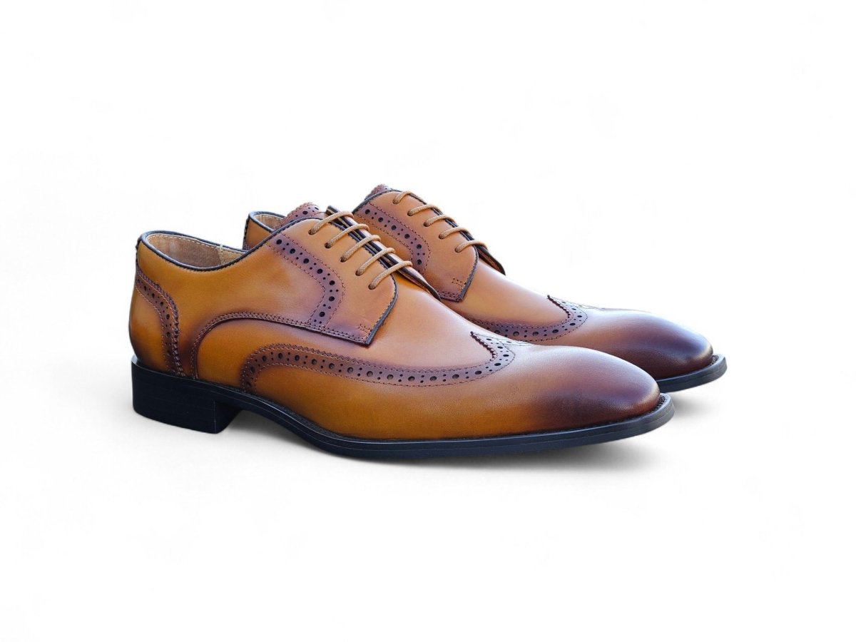 KS Blucher Style Wingtip Oxford Men’s Calfskin Leather Ks509 - 43 Shoes by Carrucci Shoes – Don't Panic Shoes