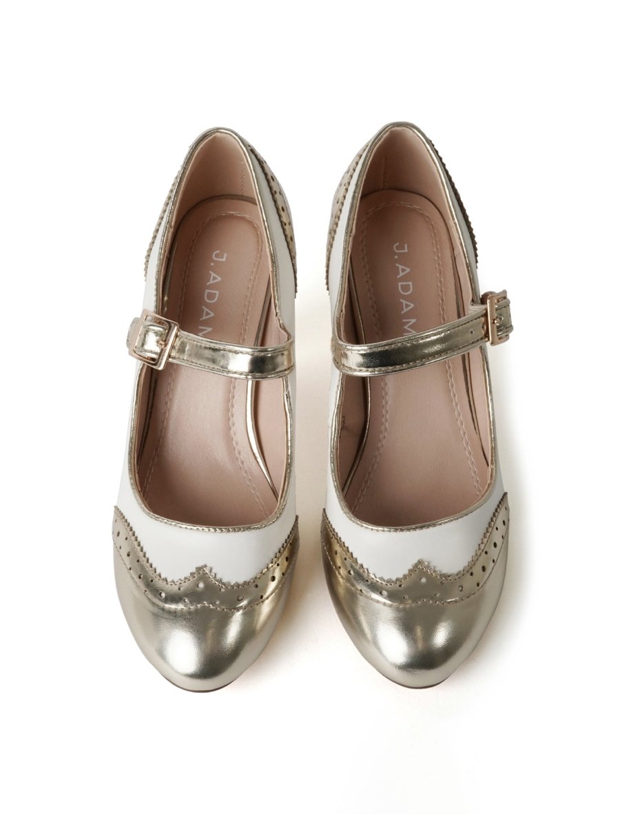 Kym | Gold/White Heels by J.Adams – Don't Panic Shoes