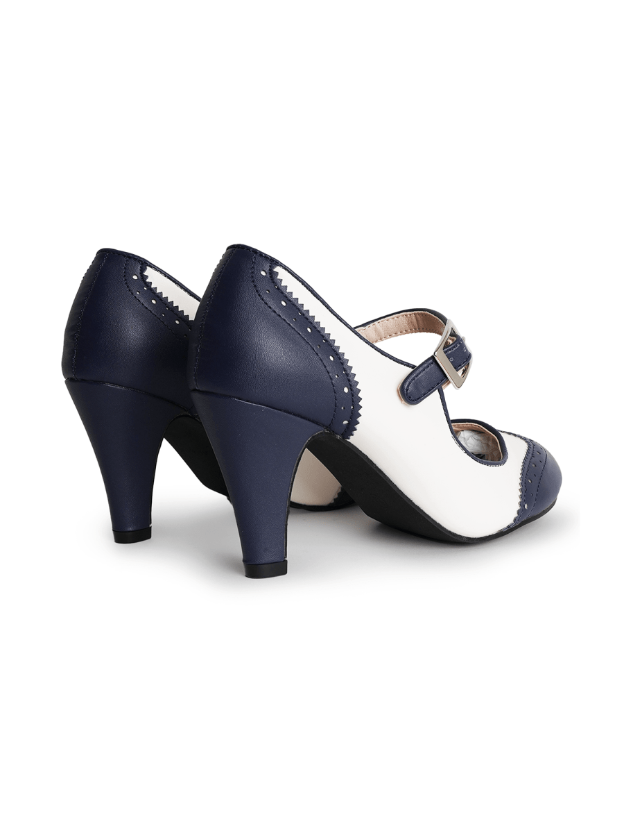 Kym | Navy/Cream Heels by J.Adams – Don't Panic Shoes