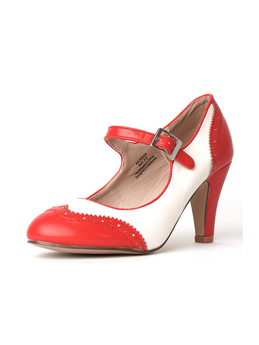 Kym | Red/Cream Heels by J.Adams – Don't Panic Shoes