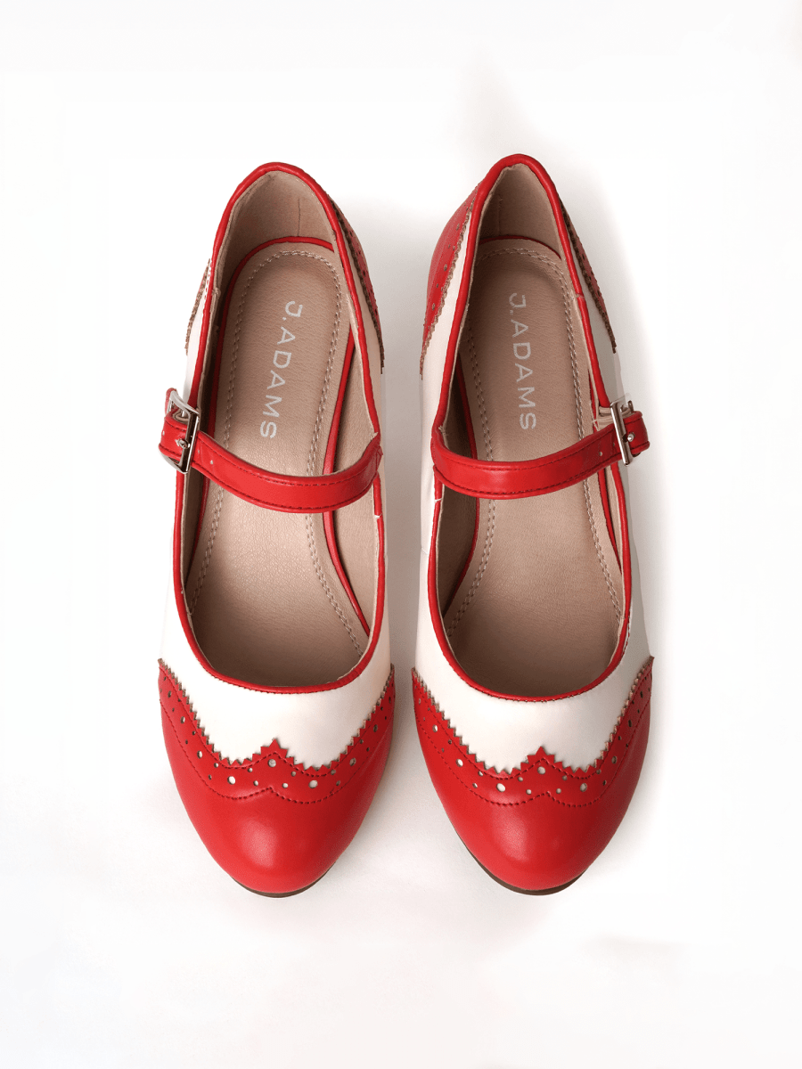 Kym | Red/Cream Heels by J.Adams – Don't Panic Shoes