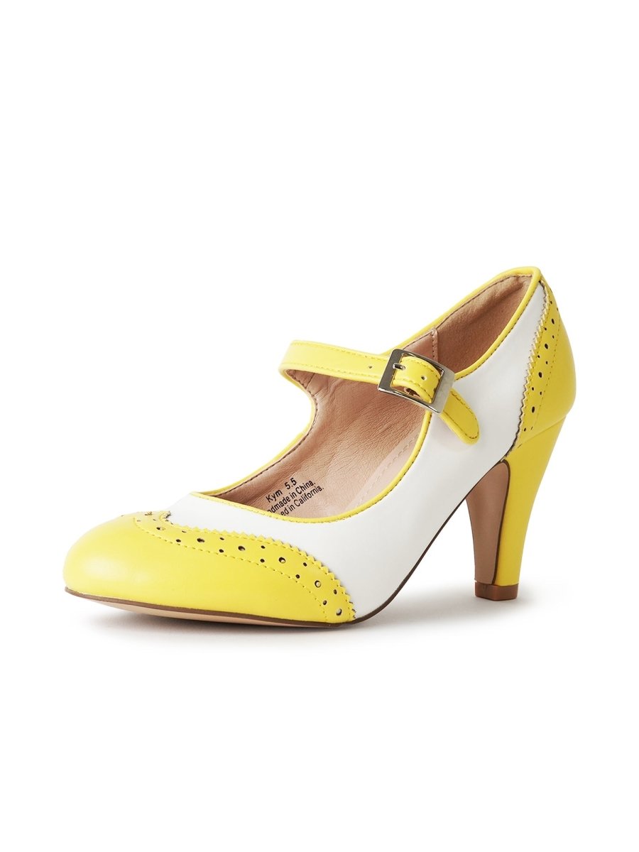 Kym | Yellow/White Heels by J.Adams – Don't Panic Shoes