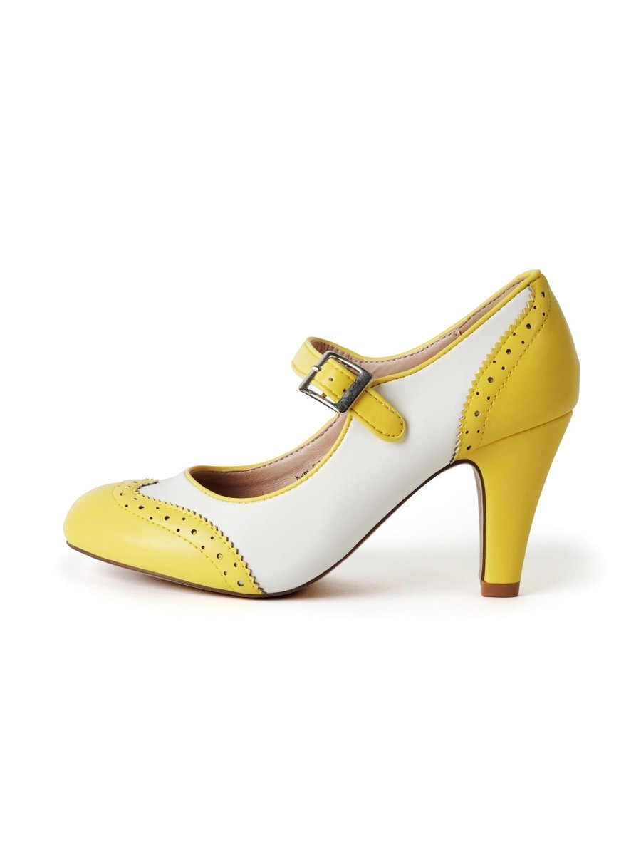 Kym | Yellow/White Heels by J.Adams – Don't Panic Shoes