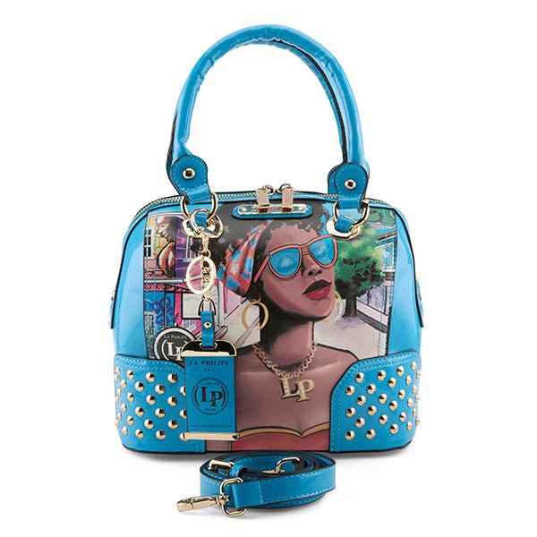 La Philipe Lp1001 8 Blue Leather Square Handbag Handbags by La Philipe – Don't Panic Shoes