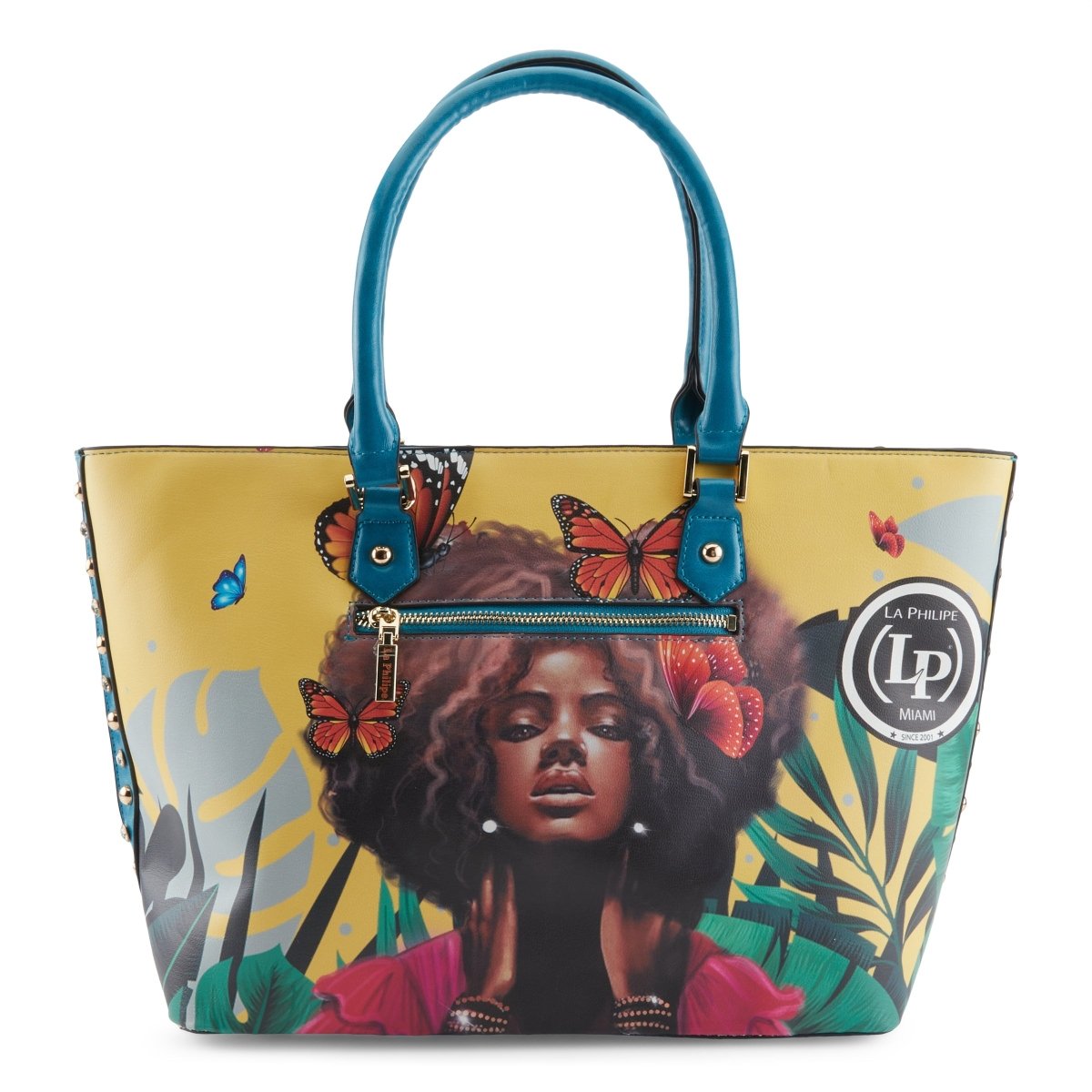 La Philipe Lp1021 12 Butterfly Fly Tote Yellow Leather Handbags by La Philipe – Don't Panic Shoes
