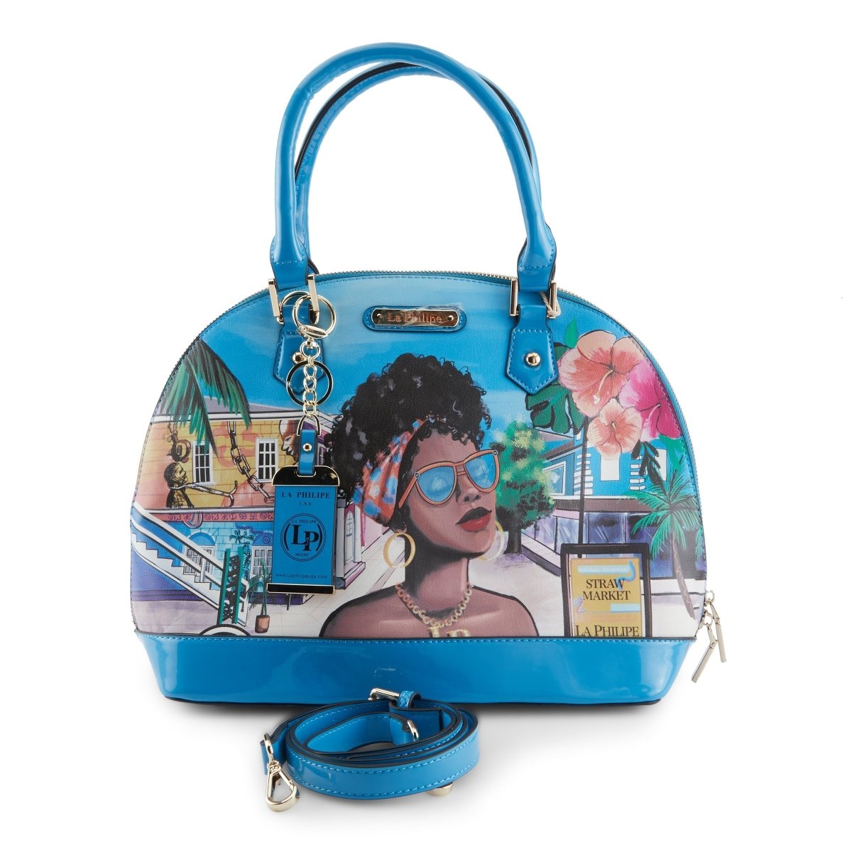 La Philipe Lp1023 8 Blue Leather Handbag Oval Handbags by La Philipe – Don't Panic Shoes