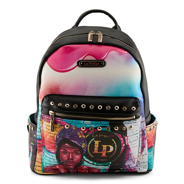 La Philipe Lp1024 2a The Wall Art Backpack Black Canvas Backpacks by La Philipe – Don't Panic Shoes